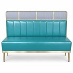 JYX-150 Teal Channel-Back Banquette Bench front view