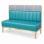JYX-150 Teal Channel-Back Banquette Bench left 45-degree view