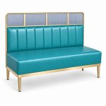 JYX-150 Teal Channel-Back Banquette Bench right 45-degree view