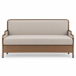 Cream Upholstered Two-Seat Bench