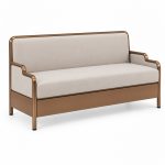 JYX-153 Cream Upholstered Two-Seat Bench left 45-degree view
