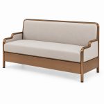 JYX-153 Cream Upholstered Two-Seat Bench right 45-degree view