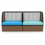 JYX-154 Blue and Aqua Two-Seat Banquette Bench front view