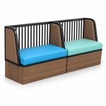 JYX-154 Blue and Aqua Two-Seat Banquette Bench left 45-degree view