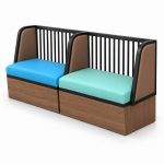 JYX-154 Blue and Aqua Two-Seat Banquette Bench right 45-degree view