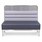 JYX-156 Gray Channel-Back Banquette Bench front view