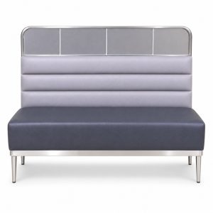 Gray Channel-Back Banquette Bench