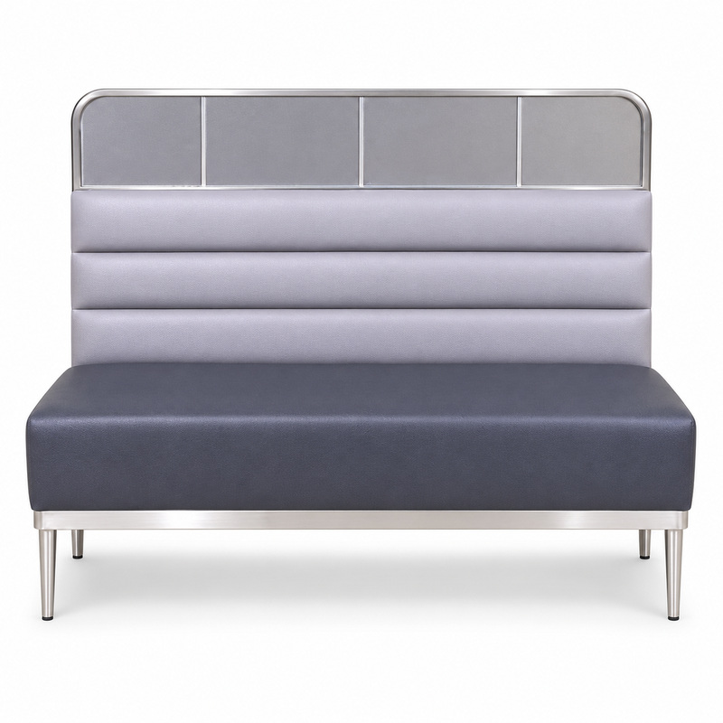 JYX-156 Gray Channel-Back Banquette Bench