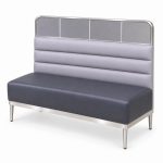 JYX-156 Gray Channel-Back Banquette Bench left 45-degree view