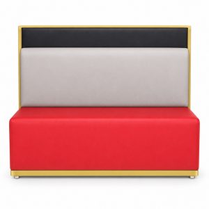 Red and Gray Color-Block Banquette Bench