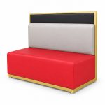 JYX-158 Red and Gray Color-Block Banquette Bench left 45-degree view