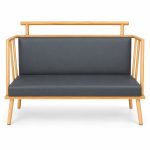 JYX-159 Black Cushioned Gold-Frame Two-Seat Bench front view