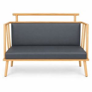 Black Cushioned Gold-Frame Two-Seat Bench