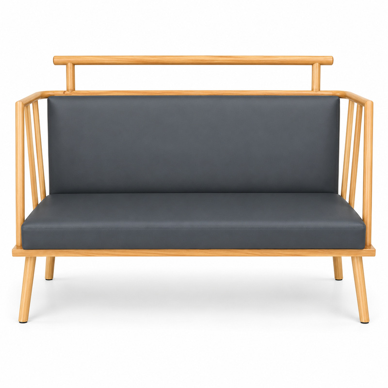 JYX-159 Black Cushioned Gold-Frame Two-Seat Bench