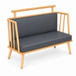 JYX-159 Black Cushioned Gold-Frame Two-Seat Bench left 45-degree view