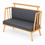JYX-159 Black Cushioned Gold-Frame Two-Seat Bench right 45-degree view