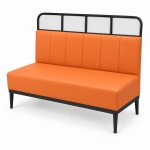 JYX-160 Orange Channel-Back Banquette Bench left 45-degree view