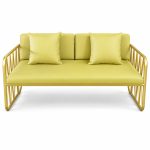 JYX-161 Yellow Cushioned Two-Seat Commercial Sofa front view