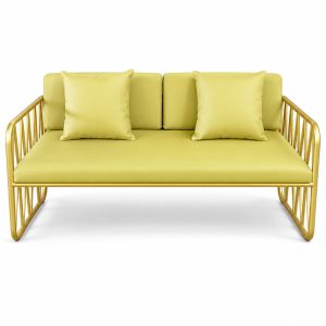 Yellow Cushioned Two-Seat Commercial Sofa