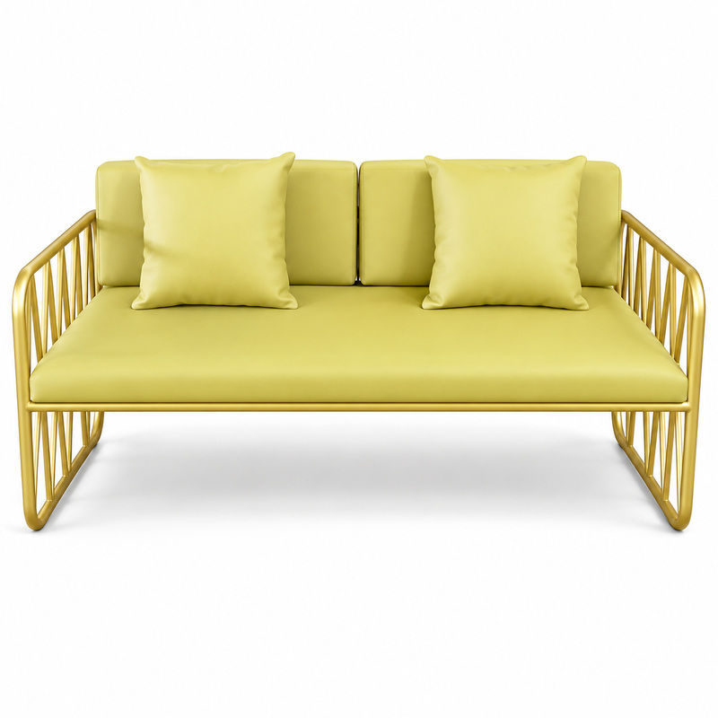 JYX-161 Yellow Cushioned Two-Seat Commercial Sofa