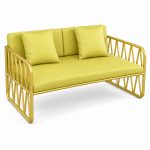 JYX-161 Yellow Cushioned Two-Seat Commercial Sofa right 45-degree view