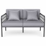 JYX-162 Gray Cushioned Two-Seat Commercial Sofa front view