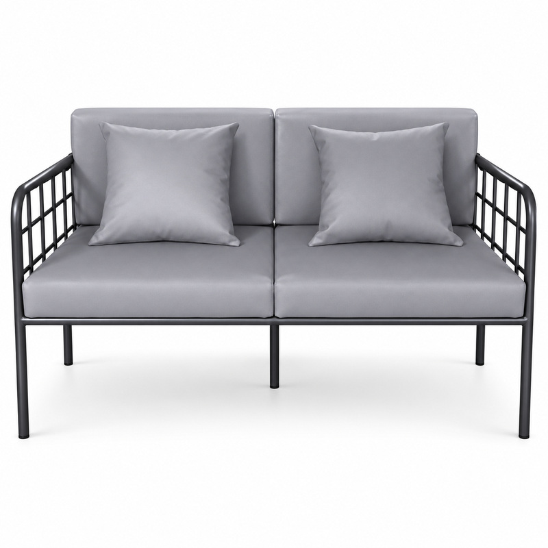 JYX-162 Gray Cushioned Two-Seat Commercial Sofa