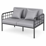 JYX-162 Gray Cushioned Two-Seat Commercial Sofa right 45-degree view