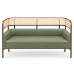 JYX-163 Green Cane-Trimmed Commercial Sofa front view