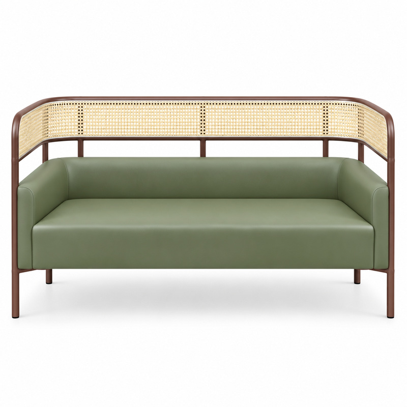 JYX-163 Green Cane-Trimmed Commercial Sofa