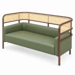 JYX-163 Green Cane-Trimmed Commercial Sofa right 45-degree view