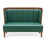 JYX-167 Green Channel-Back Upholstered Banquette Bench front view