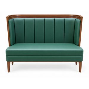 Green Channel-Back Upholstered Banquette Bench