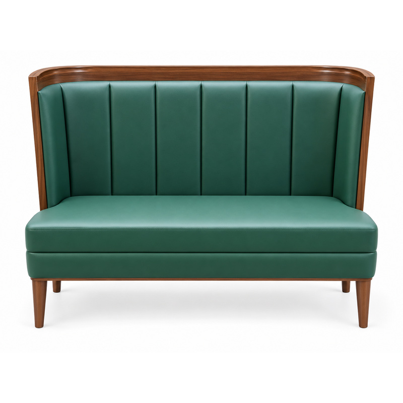 JYX-167 Green Channel-Back Upholstered Banquette Bench