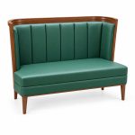 JYX-167 Green Channel-Back Upholstered Banquette Bench left 45-degree view