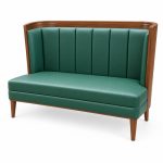 JYX-167 Green Channel-Back Upholstered Banquette Bench right 45-degree view