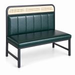 JYX-169 Green Cane-Trimmed Channel-Back Bench right 45-degree view