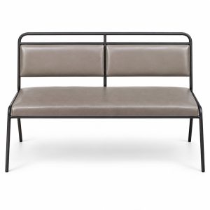 Taupe Upholstered Two-Seat Bench
