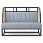 JYX-171 Gray Cane-Side Banquette Bench front view