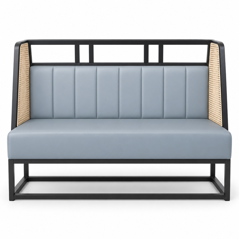 JYX-171 Gray Cane-Side Banquette Bench