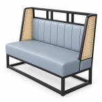 JYX-171 Gray Cane-Side Banquette Bench left 45-degree view
