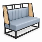 JYX-171 Gray Cane-Side Banquette Bench right 45-degree view
