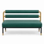 JYX-172 Green Dual-Rail Upholstered Banquette Bench front view