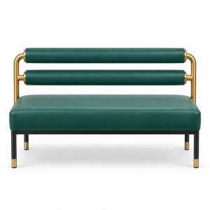 Green Dual-Rail Upholstered Banquette Bench