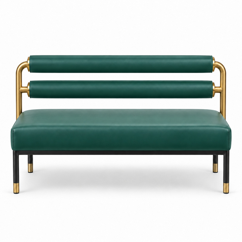 JYX-172 Green Dual-Rail Upholstered Banquette Bench