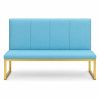 JYX-173 Blue Upholstered Gold-Frame Banquette Bench