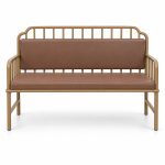 JYX-174 Brown Cushioned Spindle-Back Bench front view