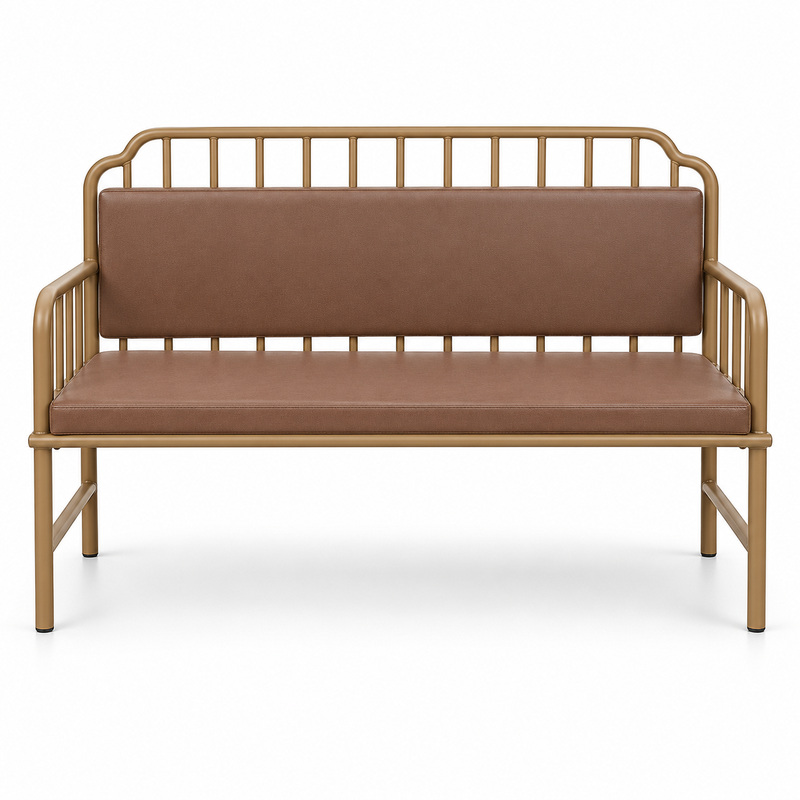 JYX-174 Brown Cushioned Spindle-Back Bench