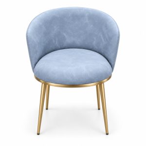 JYX-185 Blue Curved-Back Accent Chair front view