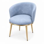 JYX-185 Blue Curved-Back Accent Chair left 45-degree view